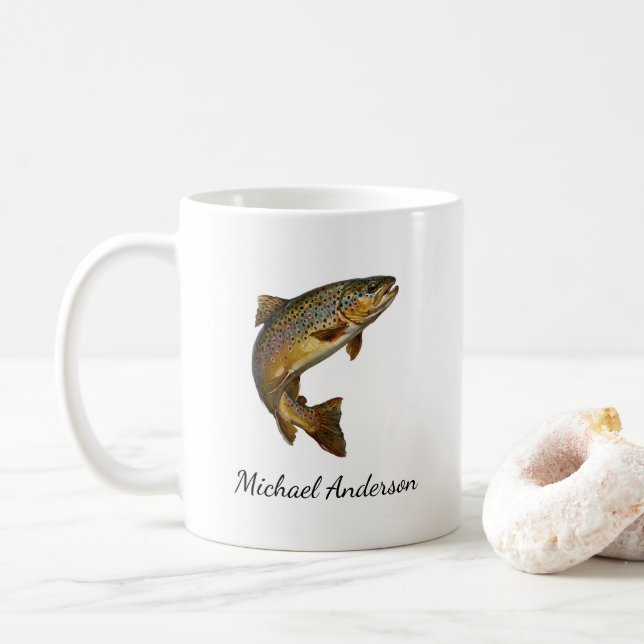 Personalized Fishing Lover  – Trout Fishing Design Kaffeetasse (Mit Donut)
