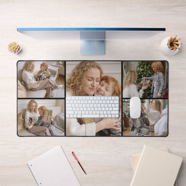 Personalized Five Photo Collage Desk Mat Schreibtischunterlage (Büro 1)