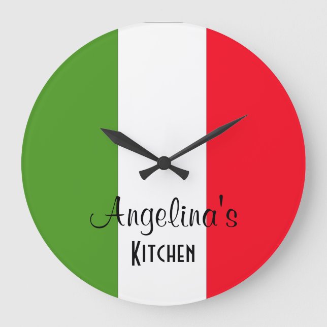 Personalized Flag Of Italy Round Wall Clock Große Wanduhr (Vorderseite)
