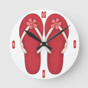 Personalized flip flops clock beach theme clocks runde wanduhr