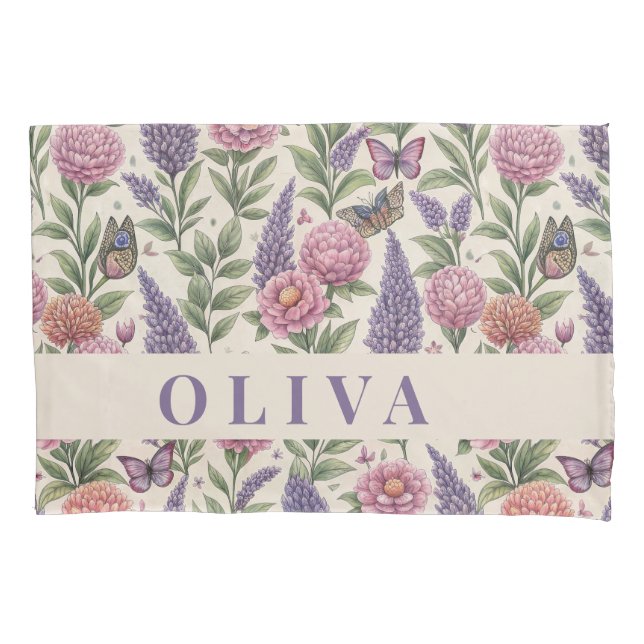 Personalized Floral and Botanical Pillow Case Kissenbezug (Vorderseite)