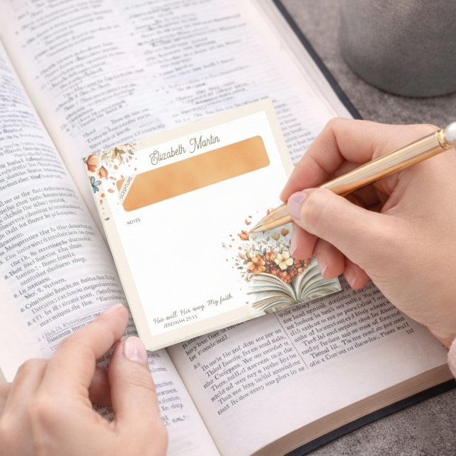 Personalized Floral Bible Scripture Christian  Post-it Klebezettel (Personalized Floral Bible Scripture Christian Post-it Notes)