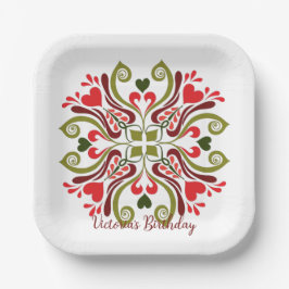 Personalized Floral Birthday Party Plates Pappteller