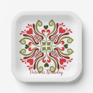 Personalized Floral Birthday Party Plates Pappteller