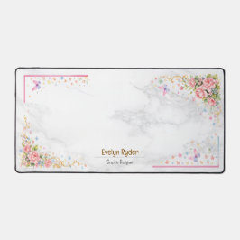 Personalized Floral Desk Mat - Elegant Workspace Schreibtischunterlage
