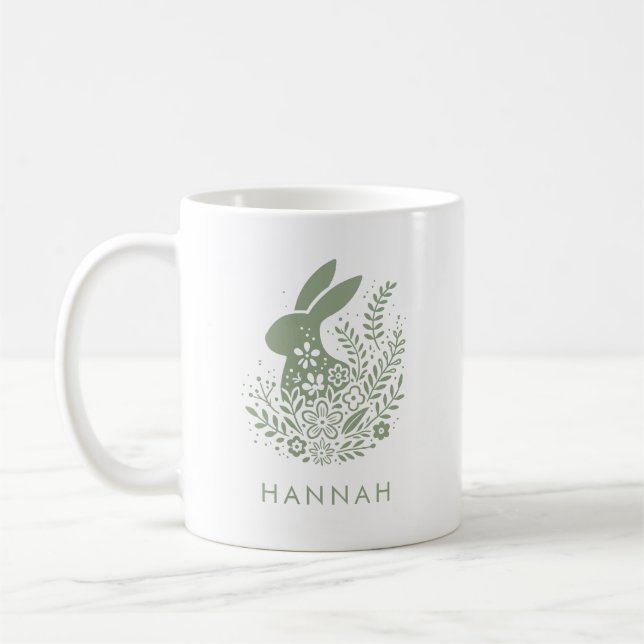 Personalized Floral Easter Bunny Kaffeetasse (Links)
