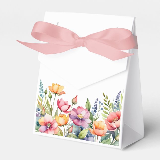 Personalized Floral Favor Box with Ribbon  Geschenkschachtel (Vorderseite)