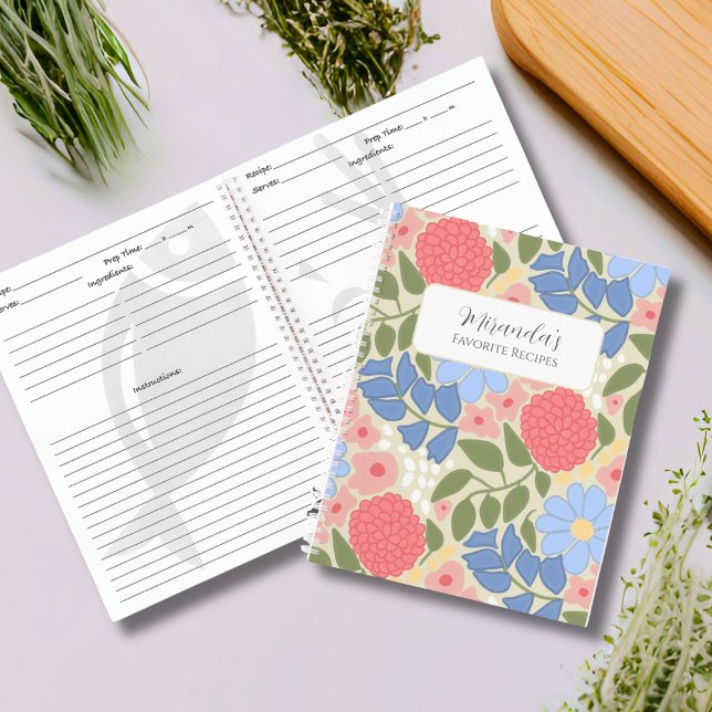 Personalized Floral Favorite Recipe Notebook Notizbuch (Personalized Floral Favorite Recipe Notebook)