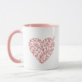 Personalized Floral Heart Valentine's Coffee Mug Tasse