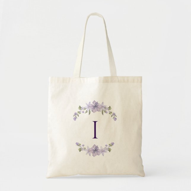 Personalized Floral Initial Tote | Bridesmaid Gift Tragetasche (Vorne)