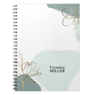 Personalized Floral Modern Mint and Gold Notebook Notizblock