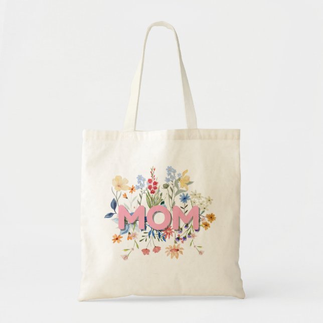 Personalized Floral Mom Tote Bag Tragetasche (Vorne)