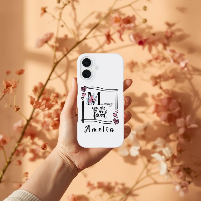 Personalized Floral Mommy iPhone Case 16 Hülle (Von Creator hochgeladen)