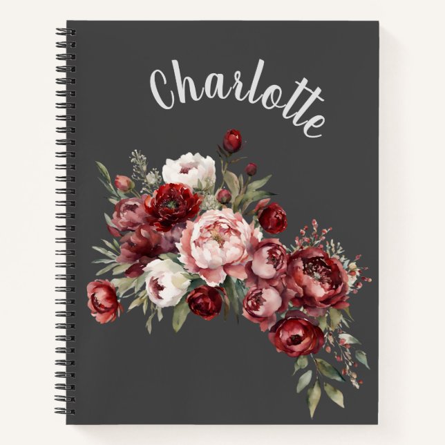 Personalized Floral Name Notebook Notizbuch (Vorderseite)