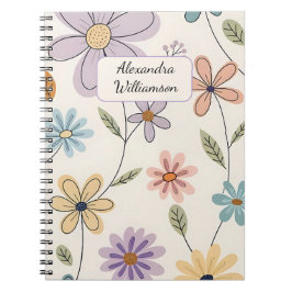 Personalized Floral Notebook – Custom Name Pastel Notizblock