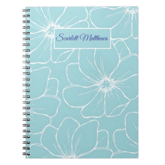 Personalized Floral Notebook with Name  Notizblock