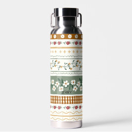 Personalized Floral Pattern Water Bottle with Name Trinkflasche
