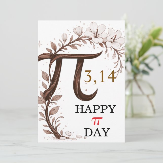Personalized Floral Pi Day Card, Elegant Math gift (Stehend Vorderseite)