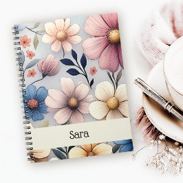 Personalized Floral Spiral Notebook Notizblock