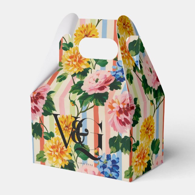 Personalized Floral Stripe Wedding Geschenkschachtel (Vorderseite)