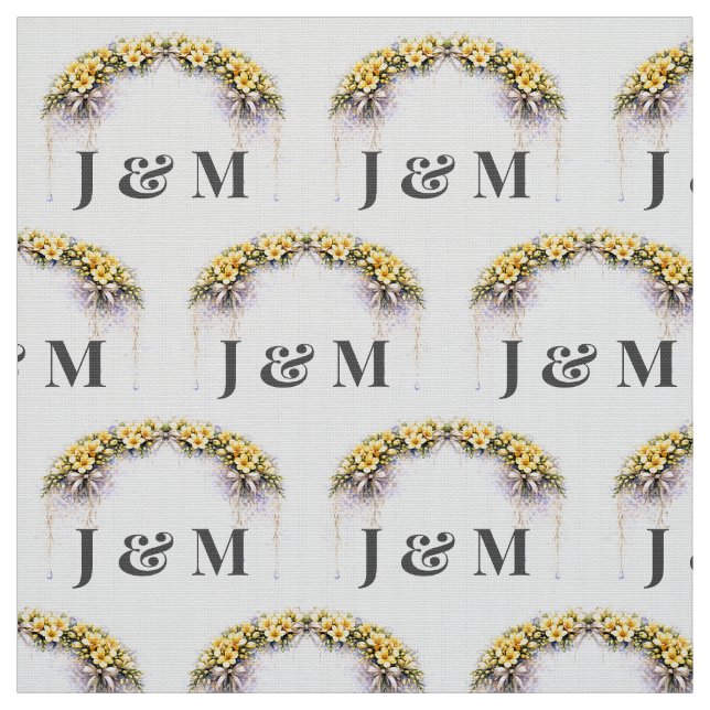 Personalized Floral Wedding Fabric with Monogram Stoff (Muster)