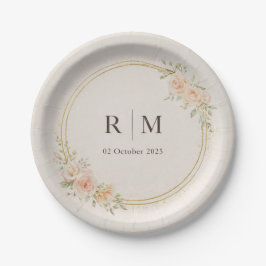 Personalized Floral Wedding Paper Plates Pappteller