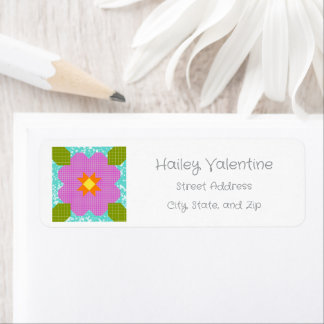 Personalized Flower Quilt Block Return Address