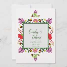 Personalized Folk Floral Wedding & Back Design Einladung