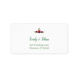 Personalized Folk Floral Wedding Greenery Design Adressaufkleber