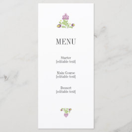 Personalized Folk Floral Wedding Menu Card Menükarte