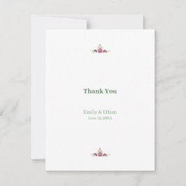 Personalized Folk Floral Wedding Thank You Dankeskarte