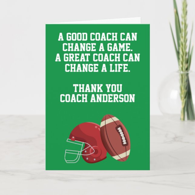 Personalized Football Coach Card From Team Players Karte (Vorderseite)