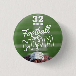 Personalized Football Mom Pin, Jersey & Name Button