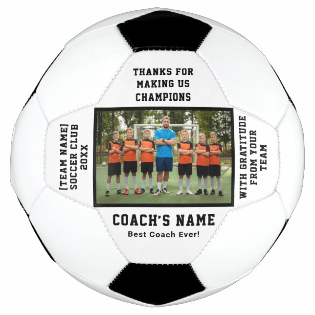 Personalized Football Team Coach with Photo Text Fußball (Vorderseite)