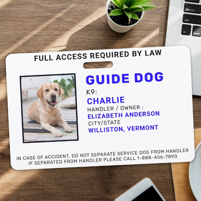 Personalized Foto Guide Dog Service Dog Ausweis (Von Creator hochgeladen)