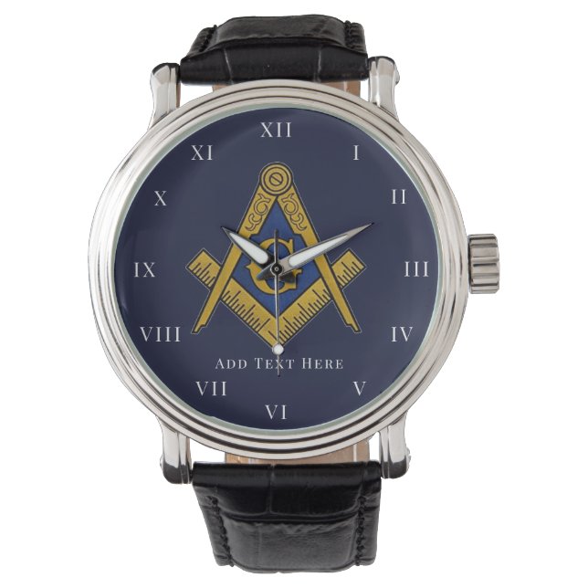 Personalized Freemason gift Square Compass Masonic Armbanduhr (Vorderseite)