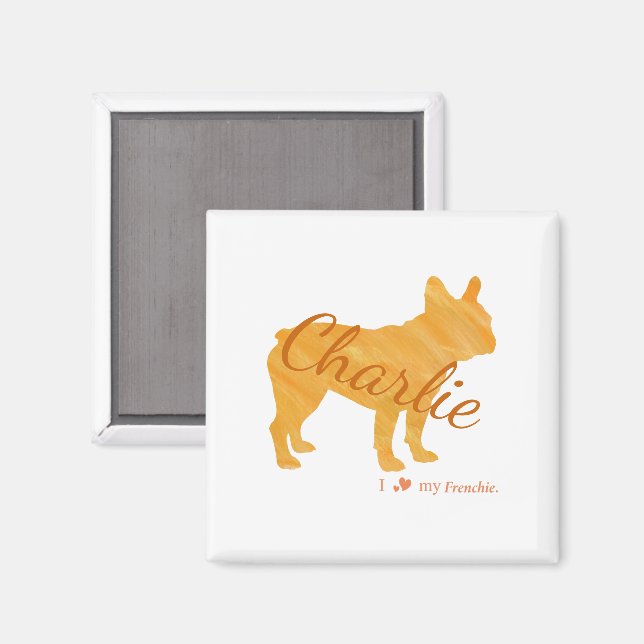 Personalized French Bulldog Pastel Orange Frenchie Magnet (Vorderseite/Rückseite)