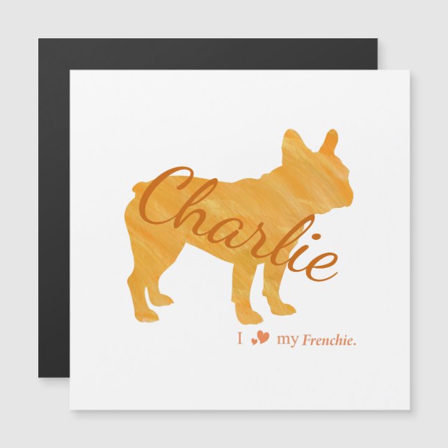 Personalized French Bulldog Pastel Orange Frenchie Magnetkarte (Vorne/Hinten)