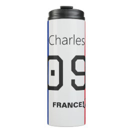 Personalized French Flag Soccer Player Fan Support Thermosbecher