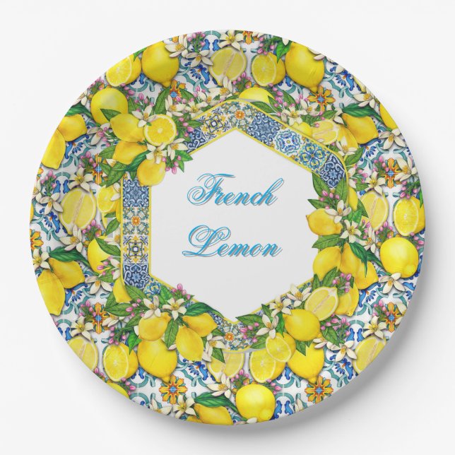 Personalized French Lemon   Pappteller (Vorderseite)