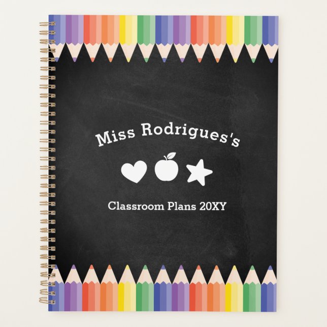 Personalized Fun Colorful Teacher Classroom Planer (Vorderseite)