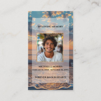 Personalized Funeral Prayer Card – Sunset Design Visitenkarte