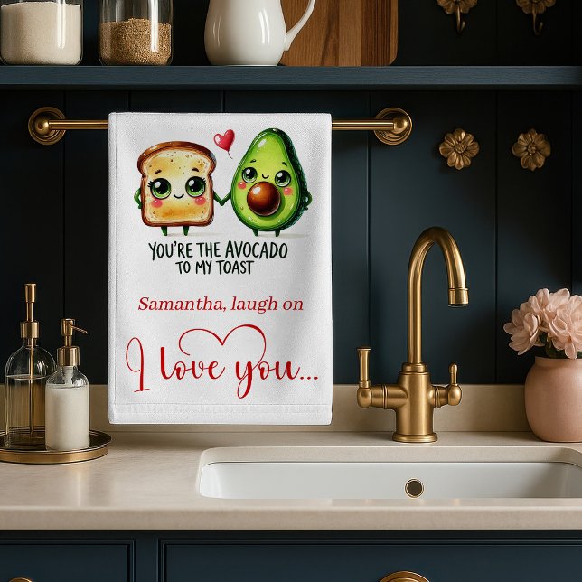 Personalized Funny Food Valentine Kitchen Towel Geschirrtuch (Custom Name Valentine Kitchen Towel Funny Food)