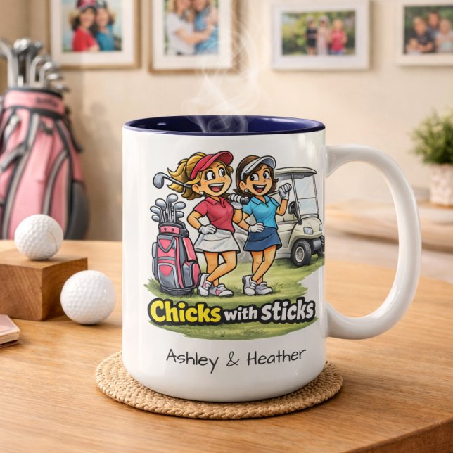 Personalized Funny Golf Buddies BFF Mug Zweifarbige Tasse (Von Creator hochgeladen)
