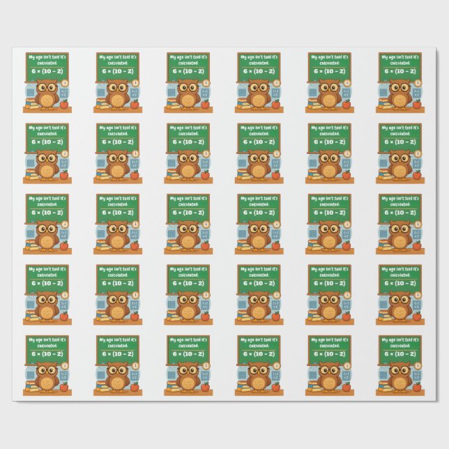 Personalized Funny Math Lover Humor Owl Birthday  Geschenkpapier (Flach)