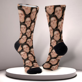Personalized Funny Overlapping Face Photo Socks Socken