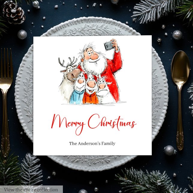 Personalized Funny Santa Christmas Dinner Napkins Serviette (Personalized Funny Santa Christmas Dinner Napkins)