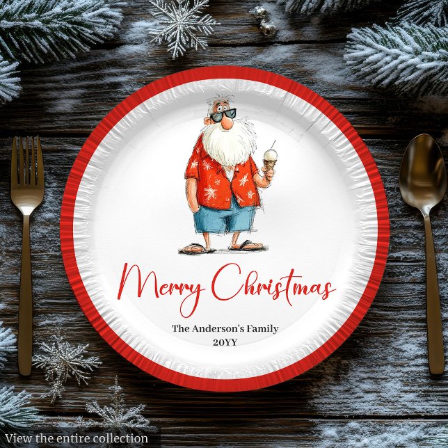 Personalized Funny Santa Christmas Dinner Plates Pappteller (Personalized Funny Santa Christmas Dinner Plates)