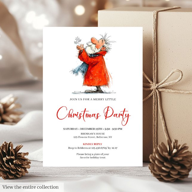 Personalized Funny Santa Festive Holiday Invite Einladung (Personalized Funny Santa Festive Holiday Invite)
