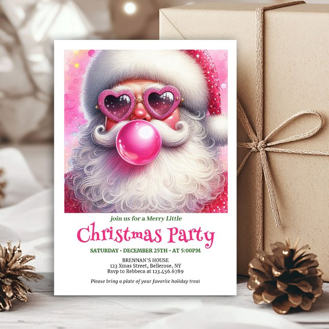 Personalized Funny Santa Heart Glasses Christmas   Einladung (Personalized Funny Santa Heart Glasses Christmas Invite

)